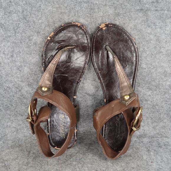 Soda Shoes Womens 7 Sandals T Strap Buckle Flat Thong Brown Casual Studs - Picture 6 of 11
